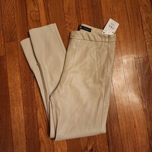 Zara Cream Faux Leather Trousers